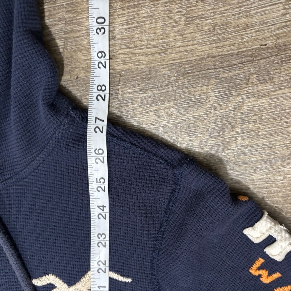Hollister Waffle Knit Full Zip Hoodie Men's M Blue Fleece Y2K Wave Crashers - Picture 8 of 10